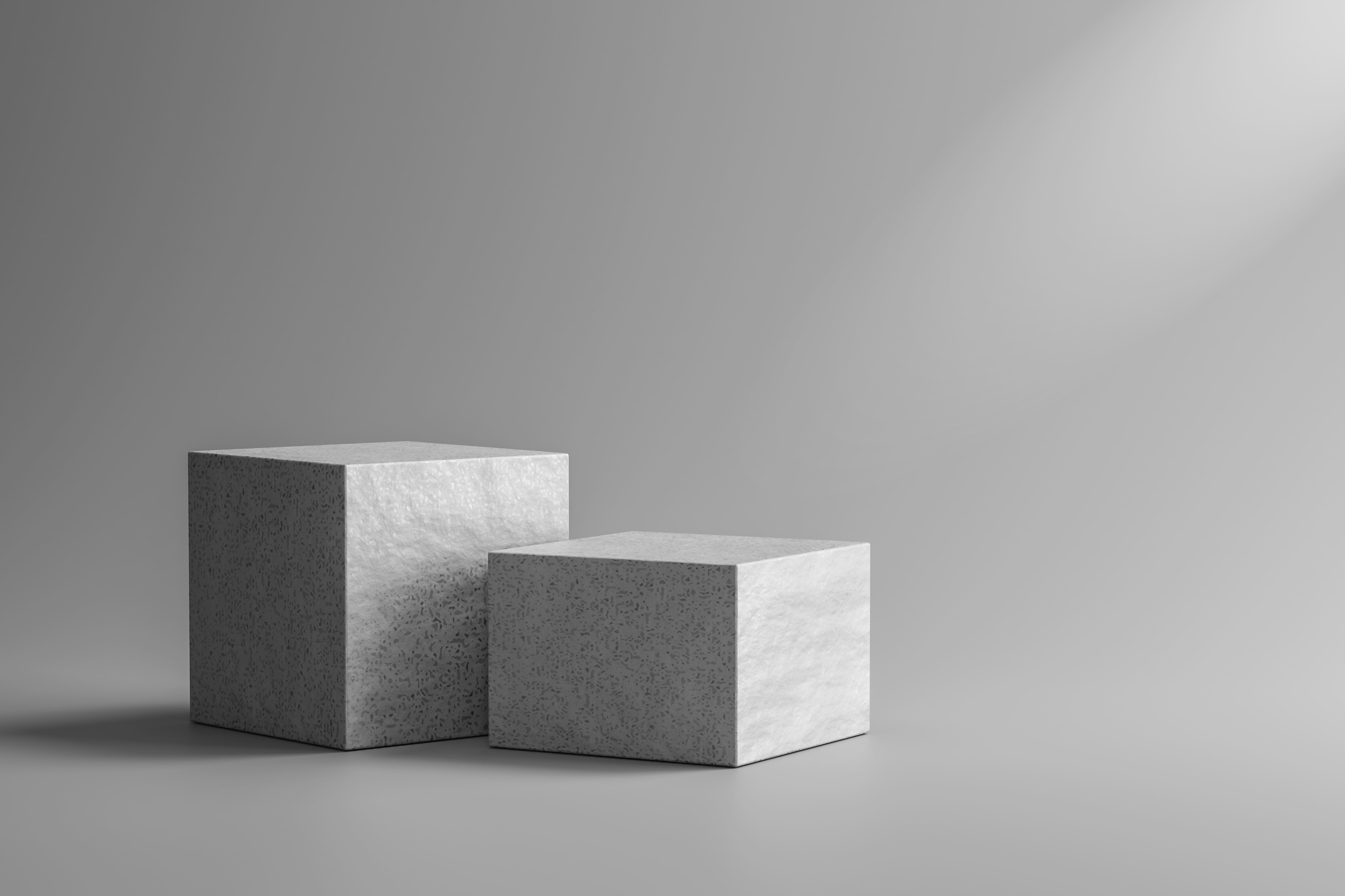 stone showcase or rock podium stand on gray background with marble and spotlight concept pedestal of product display for design 3d rendering 1
