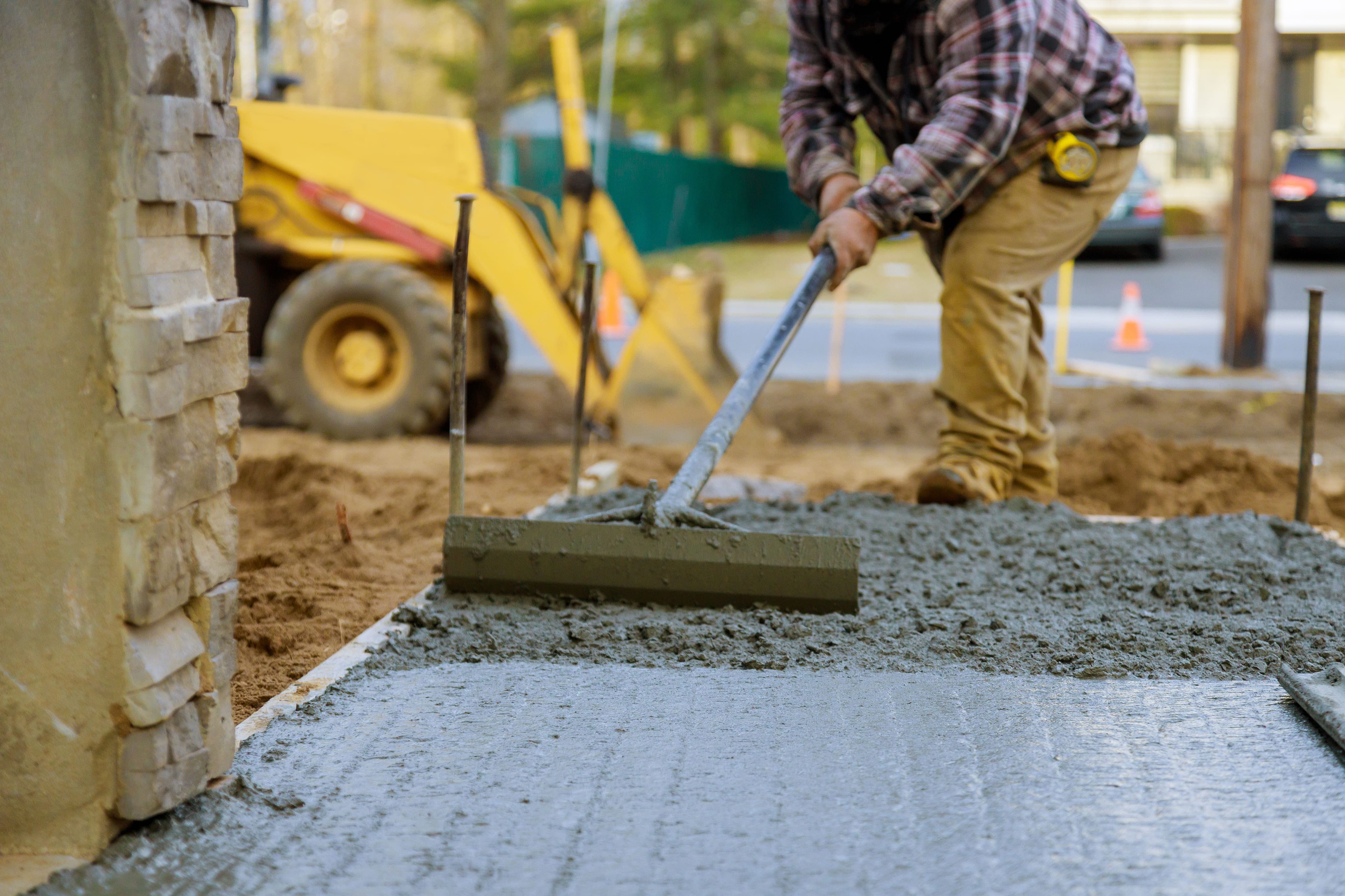 truck mixer pouring concrete cement for construction sidewalk 1 1